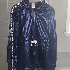 Shiny blue windbreaker from Pink